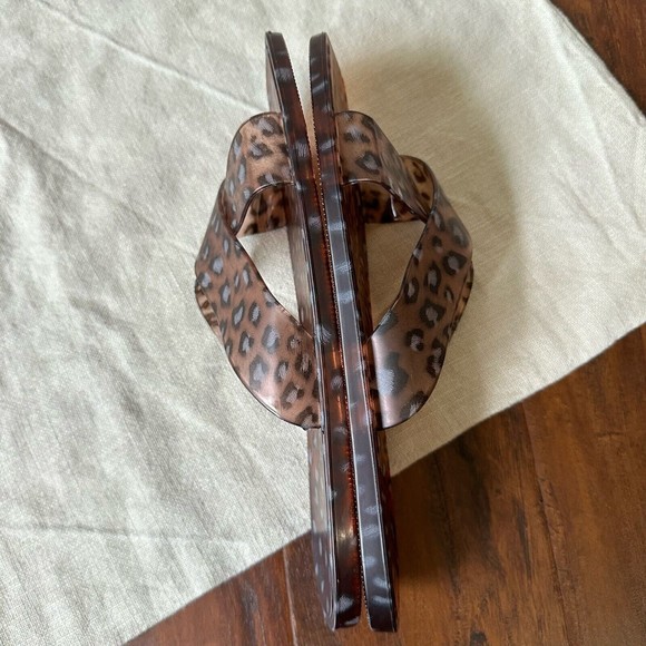NWOB ANTHROPOLOGIE x MATISSE Leopard Print Jelly Sandals Square Toe Brown - Picture 6 of 10